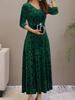 Spring Autumn New Style Elegant High-End Evening Gown Velvet Midi Dress for Women