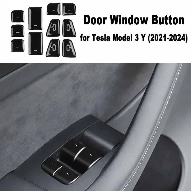 Door Window Button for Tesla Model 3 Y Open Door Button Sticker Window Lift Switch Cover Trim Protector 11pcs Car Accessories
