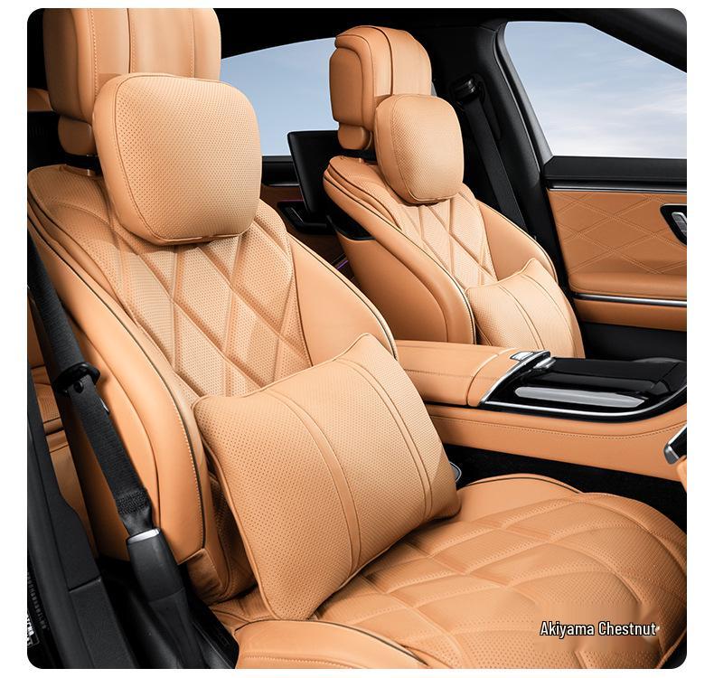 Premium Maybach S-Class Headrest & Breathable Lumbar Support Cushion