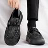 Fashion Retro Weave Hollow Breathable Casual Single Shoes for Men 2025 Spring New Low Top Comfortable Versatile Fashion Platform Loafers