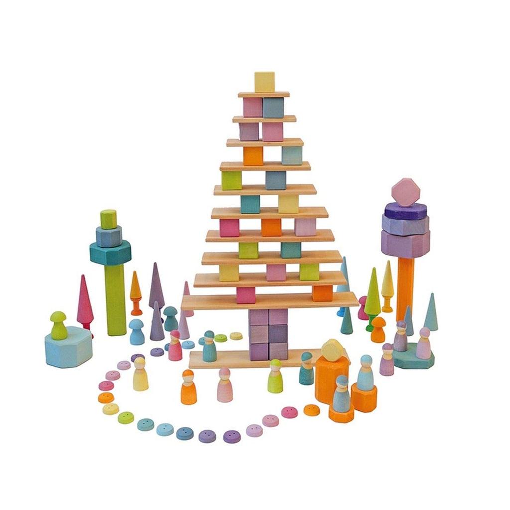 Grimm's Mosaic Cube SH43111, Educational Building Blocks for Interior Decor and Pastel Play.