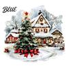 Winter Wonderland Decorations Christmas Wall Decals Watercolor Santa Claus Xmas Tree Village House Sticker Peel Self Adhesive Mural And Stick