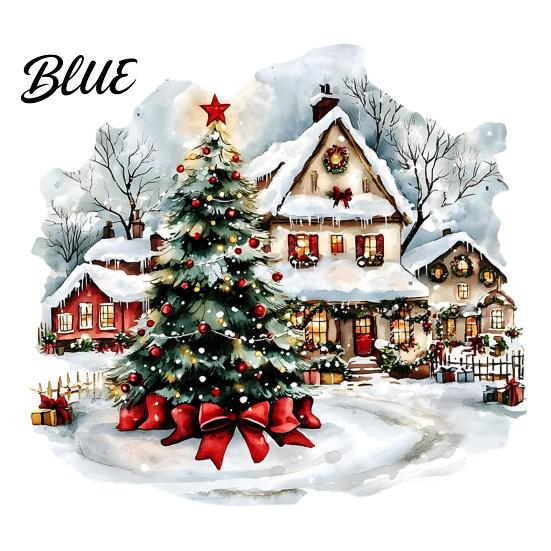Winter Wonderland Decorations Christmas Wall Decals Watercolor Santa Claus Xmas Tree Village House Sticker Peel Self Adhesive Mural And Stick