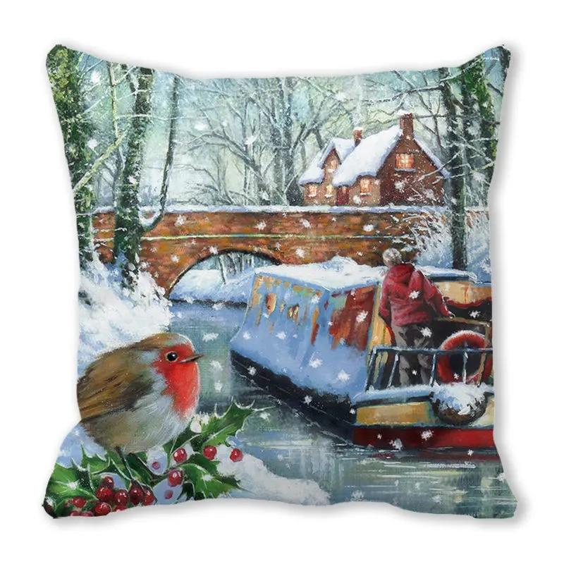 Рождественская елка Снеговик Mail Town Snow Institute Диван Сиденье Автомобиль Ресторан Рождественское украшение Наволочка 60x60cm 900₽