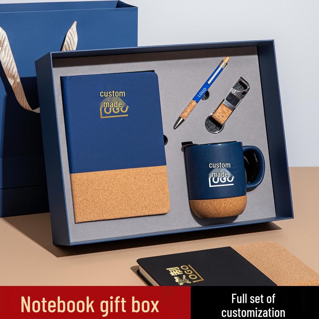 A5 Notebook & Coffee Cup Set with Custom Logo - Business Souvenir & Employee Gift for Company Meetings
