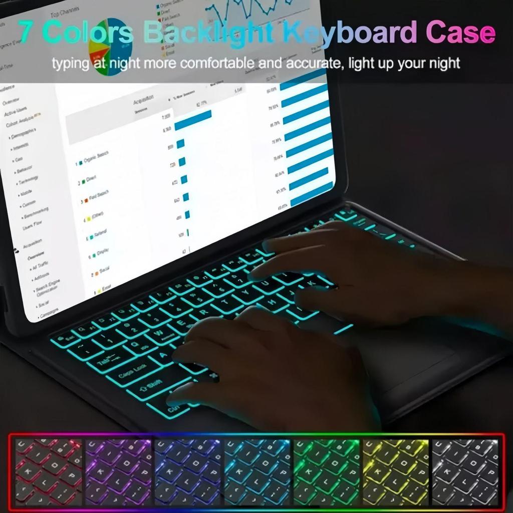 iPad 10th Gen Luminous Bluetooth Keyboard Case with Touchpad & Pen Slot