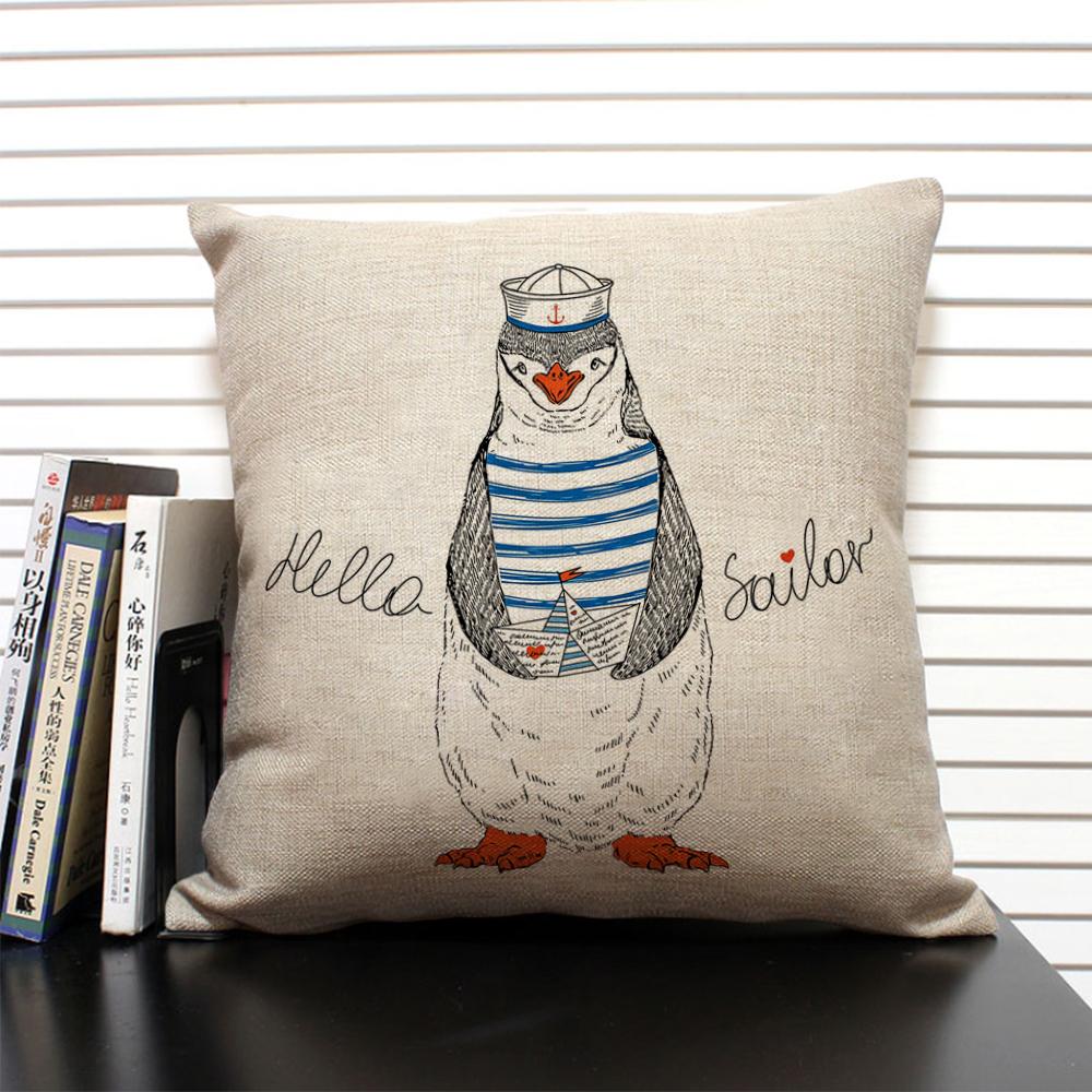 Cute Cartoon Animal Cushion Cover Funny Penguin Pillow Case Bedroom Living Room Sofa Decoration Pillowcase 45x45 Children's Gift