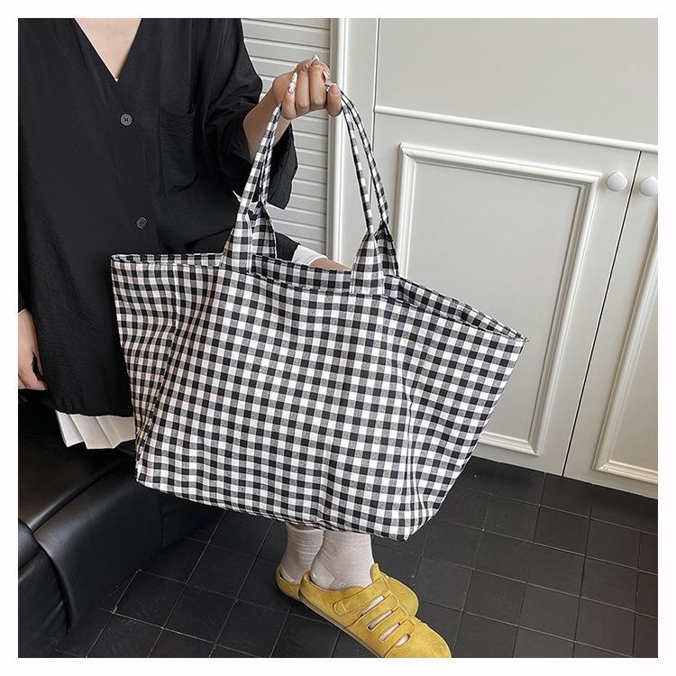 Women Plaid Large Capacity Tote Bag Fashion Shoulder Bag Handbag Shopper Storage Bag