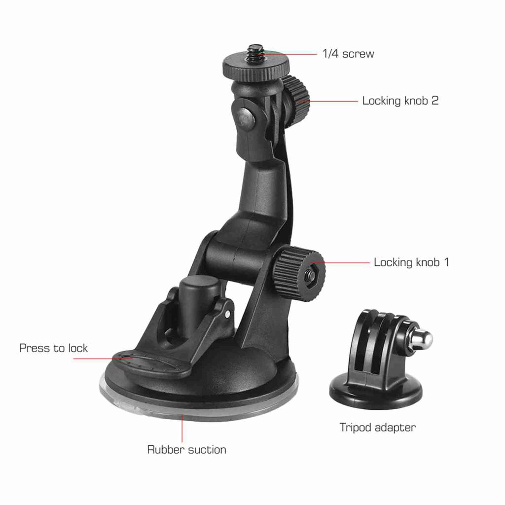 Action Camera Accessories Car Suction Cup Mount + Tripod Adapter for   7 6 5 4   YI