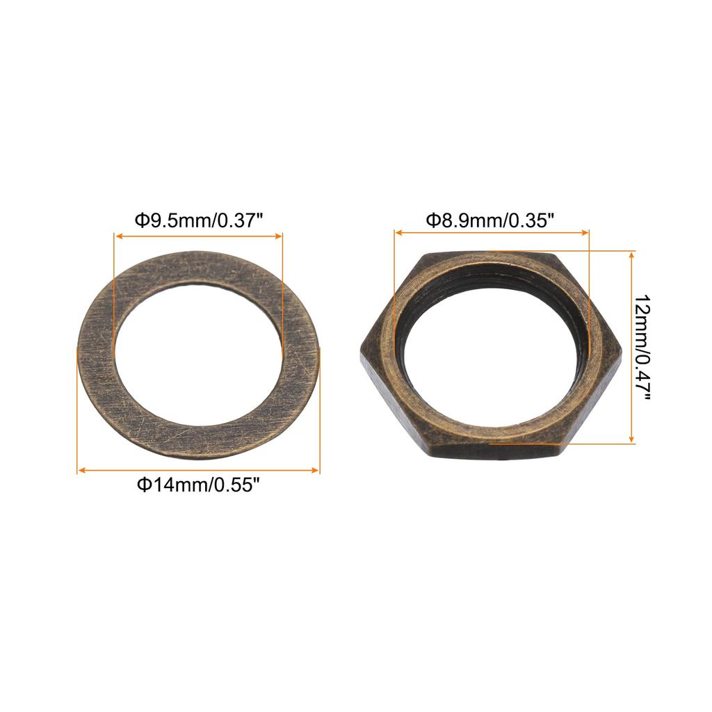 Uxcell Nakrętki i podkładki do gitary M9 Nakrętki gniazda jack do gitary brązowe dla gitary basowej 4 zestawy wejście/wyjście