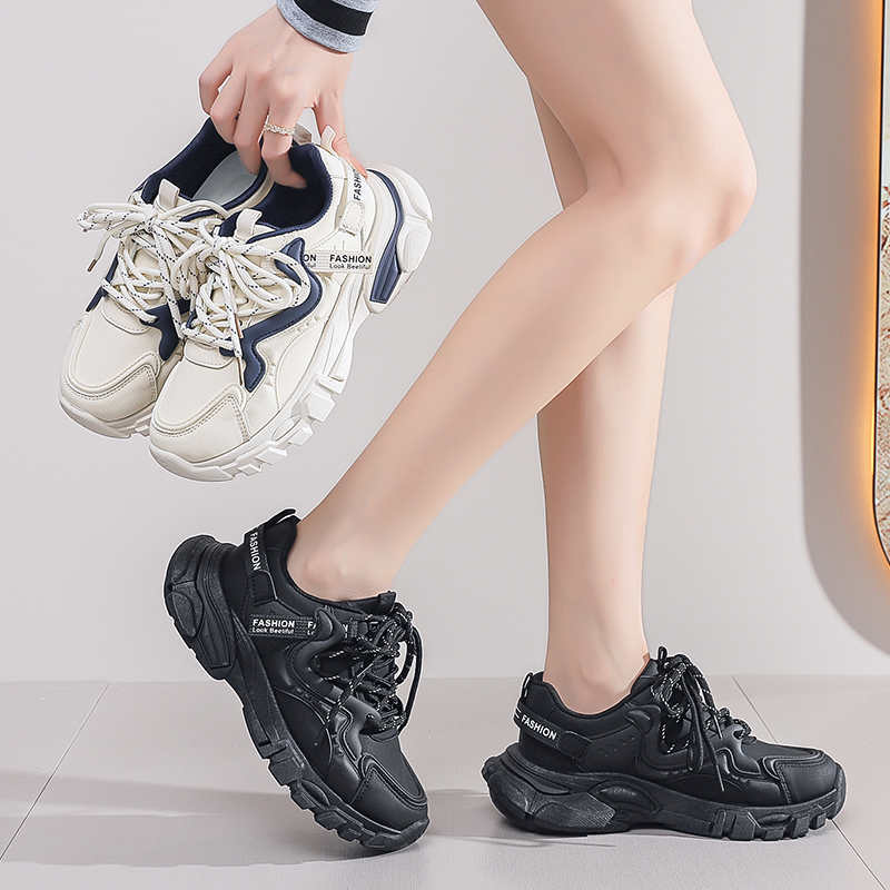 Mote Rund Tå Uten Hæler Casual Støvletter Vulkanisert Dame Sneakers Sko Sportssko Helt Svart Ekte Merketype Tenia Flatas