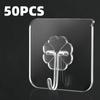 5/10/50pcs Transparent Stainless Steel Strong Self Adhesive Hooks Key Storage Hanger for Kitchen Bathroom Door Wall Multi-Function