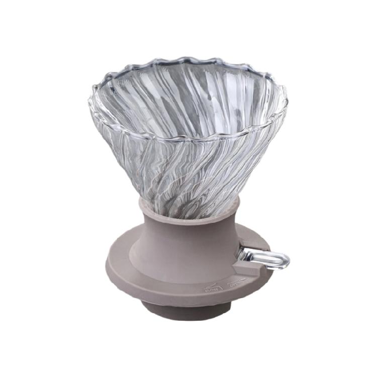 Decorative Waved Glass Coffee Filter Including Silicone Base Professional Stable Coffee Dripper for Home Use