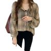 Fashion Versatile Korean Version of Women's Clothing New Chic Loose BF Plaid Shirt Women's Long-sleeved Hong Kong Top Han Fan Lining