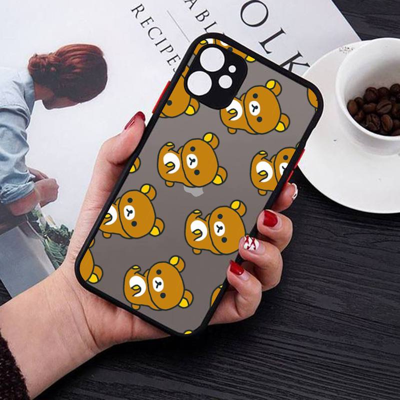 Rilakkuma Phone Case for iPhone X XR XS 7 8 Plus 11 12 13 Pro MAX 13mini Translucent Matte Case