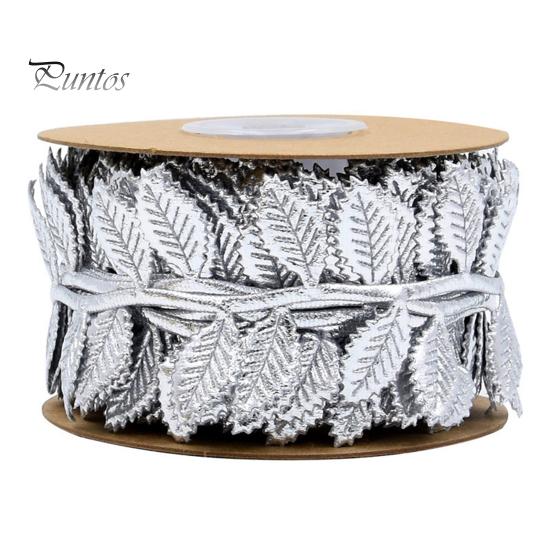 

1 рулон упаковочной ленты, кружевная отделка, искусственная кожа, устойчивая к разрыву, меньше выцветает, не увядает, реквизит для фотографий, 2 цвета, подарочная лента с яркими листьями серебряный