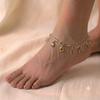 Boho Yellow Citrine Gemstone Silver Anklet Pair for Women - Dangle Pear Cut Crystal Charm Ankle Bracelet Jewelry