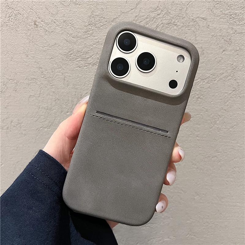 Business PU Leather Card Holder Wallet Bumper Case For iPhone 17 Air 16 15 14 13 12 Pro Max Plus Shockproof Matte PC Soft Cover