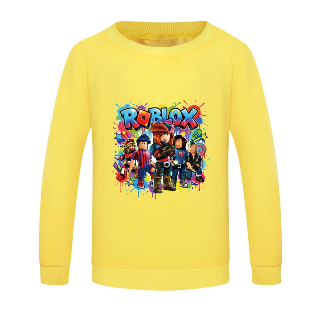 5578 Детская толстовка для мальчиков и девочек с принтом Roblox, для улицы, с круглым вырезом, с длинными рукавами 100cm жёлтый