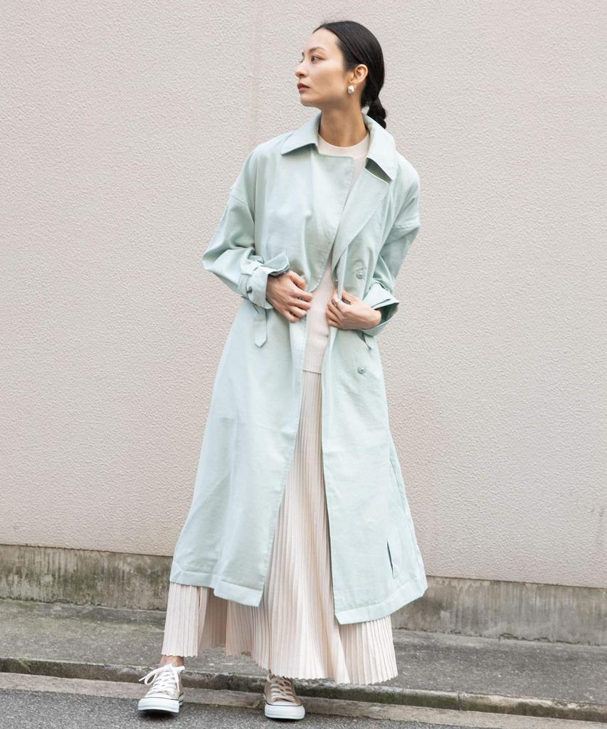 Sense of Place Volume Sleeve Trench One Women's Coat, AA14-27B001, L.GREEN