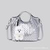 Woven Bucket Bag Women Fashion Crossbody Shoulder With Plush Dog Charm Handbag Commute