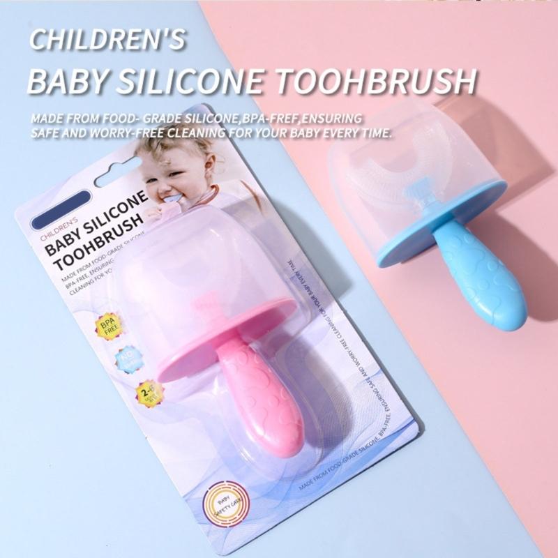 Kids Toothbrush Silicone Round Type Brush For Toddlers 2-6 Years Gentle gums Care Fun Cartoon Figures Simple Rinse Bathroom Essential