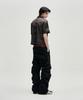 NOT4NERD Shirring Panel Curved Nylon Cargo Pants - Black