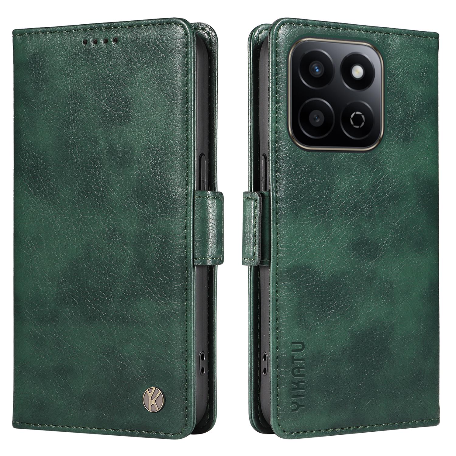 

YIKATU YK-007 For Honor Play 60 Plus 5G/Play 9T/X7c 4G/200 Smart 5G Case Side Buckle PU Leather Phone Cover Litchi Texture J