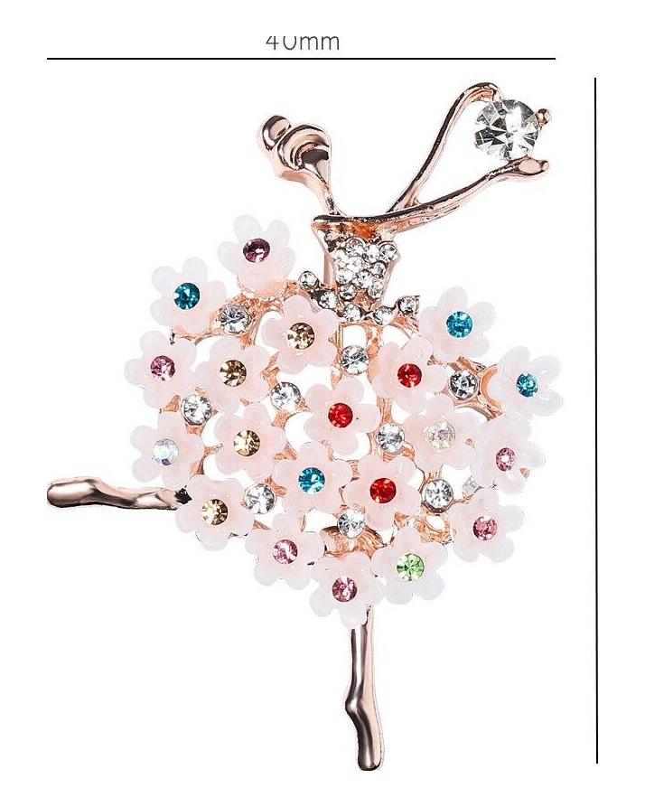 Blucome New Rhinestone Ballet Girl Brooch for Women Baroque Trendy Elegant Circle Brooch Pins Party Wedding Gifts