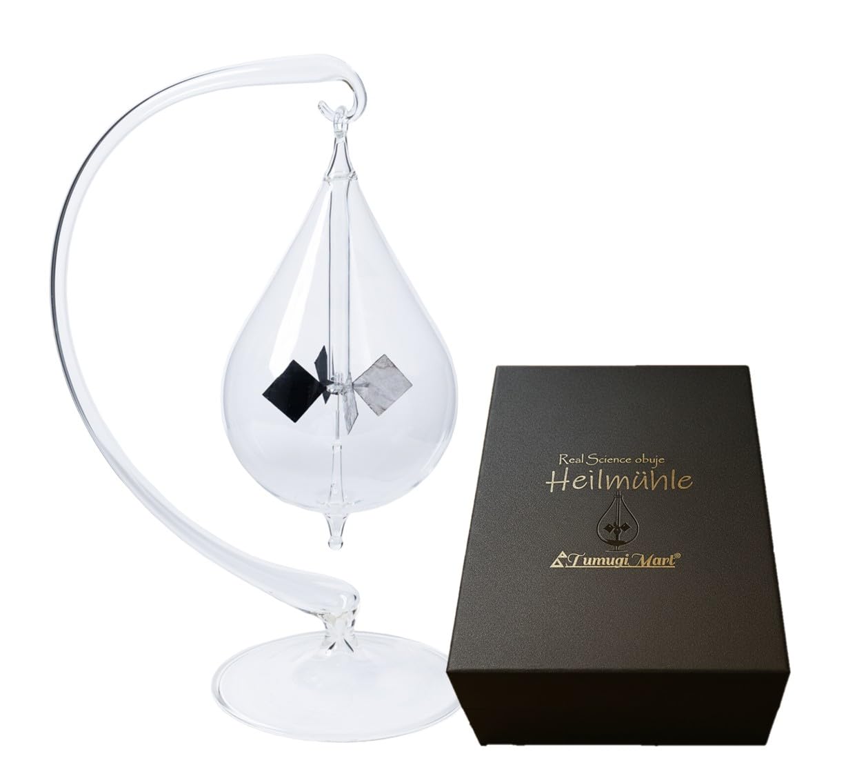 

TumugiMart German-Made Glass Radiometer with Light-Activated Blades, Home Decor, Feng Shui Gift, Heilmühle
