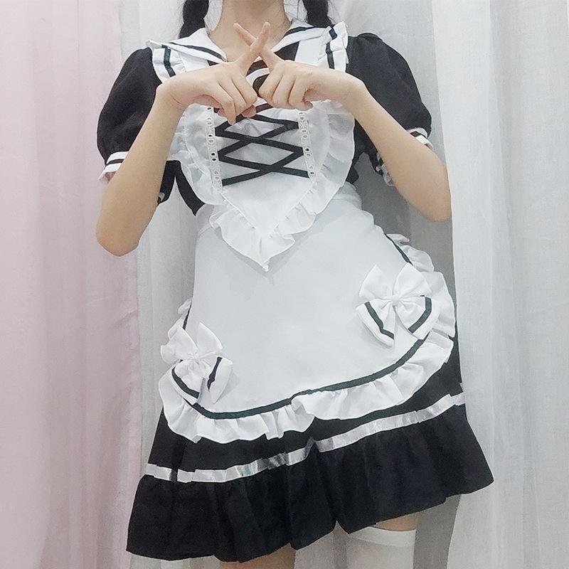 Black maid dress, innocent and cute maid dress princess dress cos costume, anime cosplay costume