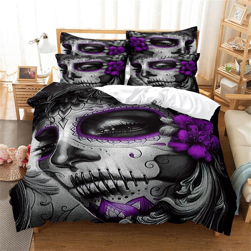 

Purple Beauties 3Pcs Bedding Sets 3D Digital Printing Custom Quilt Duvet Cover Set Home Queen King Quilt Pillowcase EU single(135x200cm)