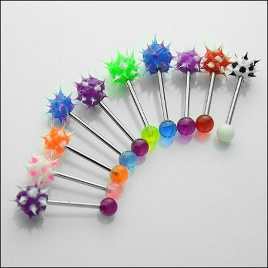 Piercinguri pentru limbă din oțel inoxidabil 316L bicolor cu bilă de blană