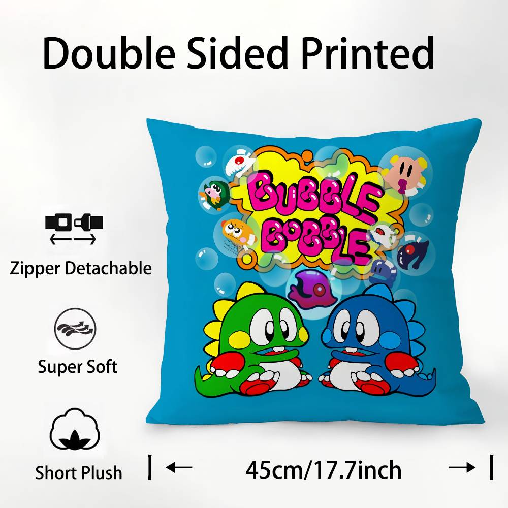 Game Bubbles B-Bobble Pillow Case Square Double‑Sided Print Cushion Case For Sofa Home Bedchamber Decor Gift