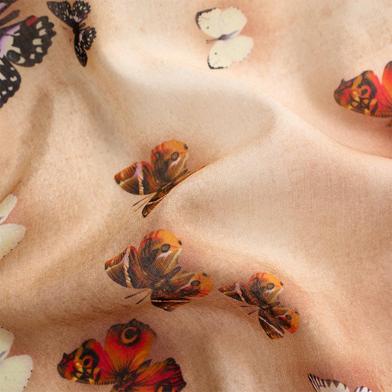 New Small Fresh Butterfly Print 61 * 61cm Square Scarf Mulberry Silk Cotton Blended Women's High-end Silk Scarf
