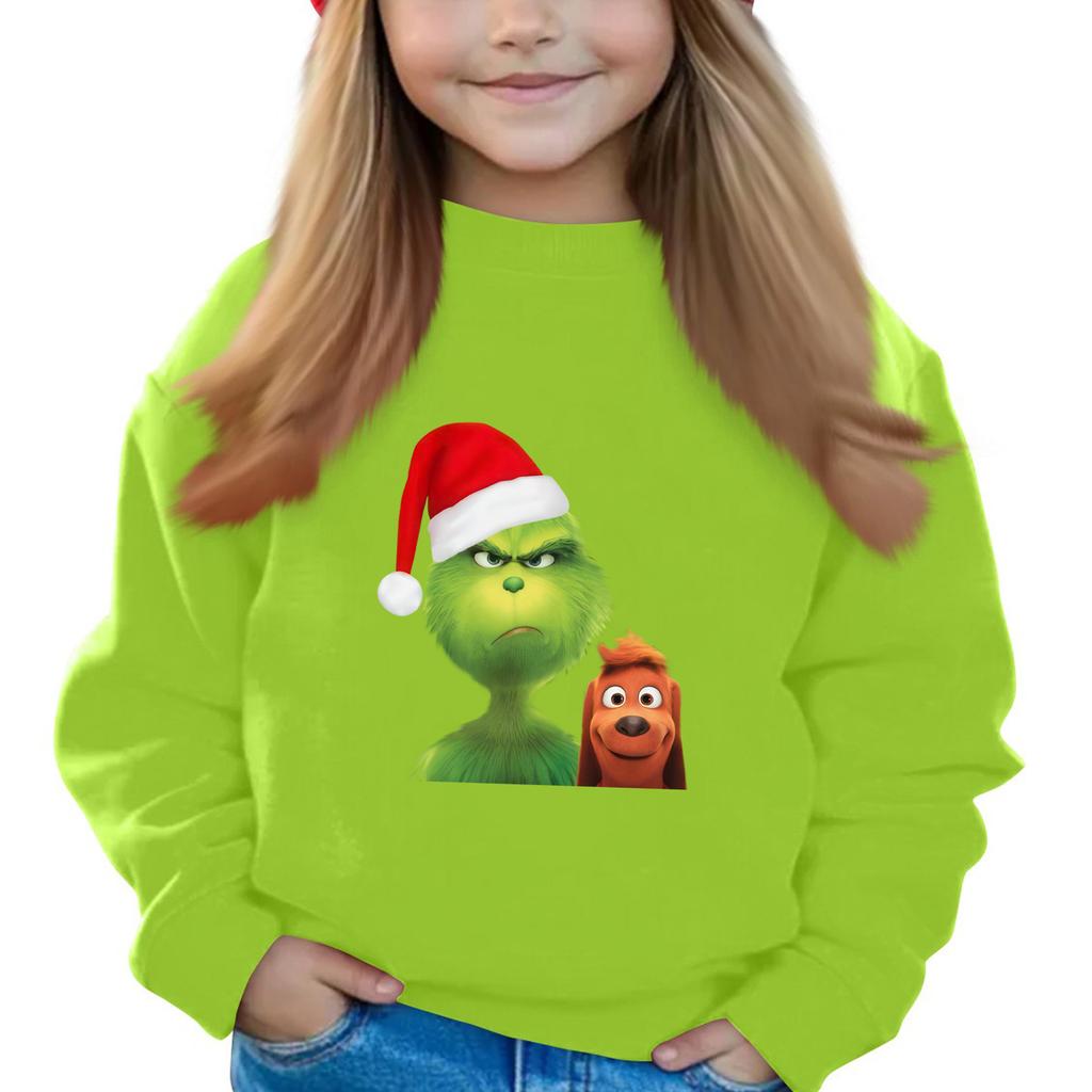 Christmas Day Girls Round Neck Pullovers For Kids Printed Baby Tops