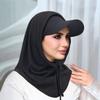 Casual Sun Hat with Hood Sun Protection Wide Brim Muslim Headscarf Hat Solid Color UV Resistant Balaclava Hat Summer Sports