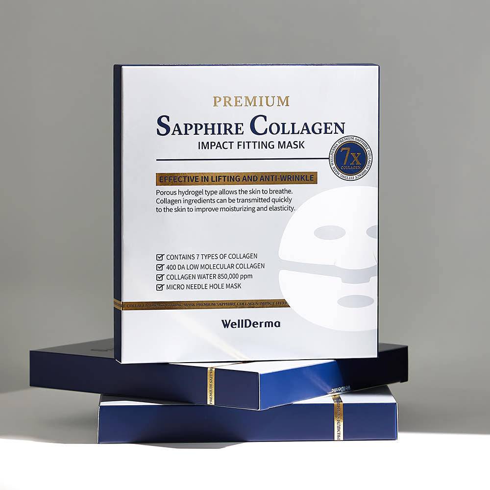 WellDerma Saphir Kollagen Impact Hydrogel Passform Maskenpackung (4 Blatt)