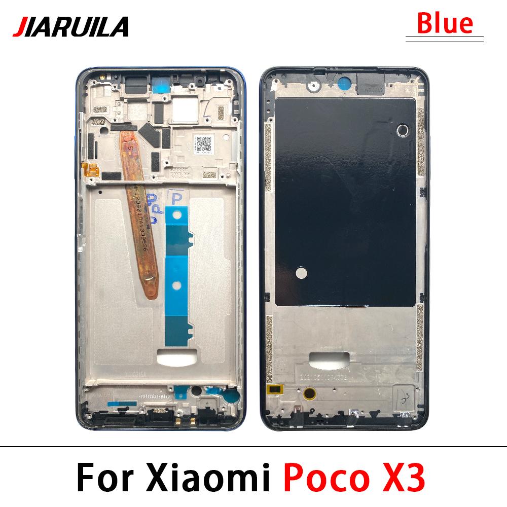 Metall-Mittelrahmen für Xiaomi Poco X3 NFC Globale Version Rückseitige Akkuabdeckung Gehäuse-Mittelrahmen Blendenplatte Reparatur