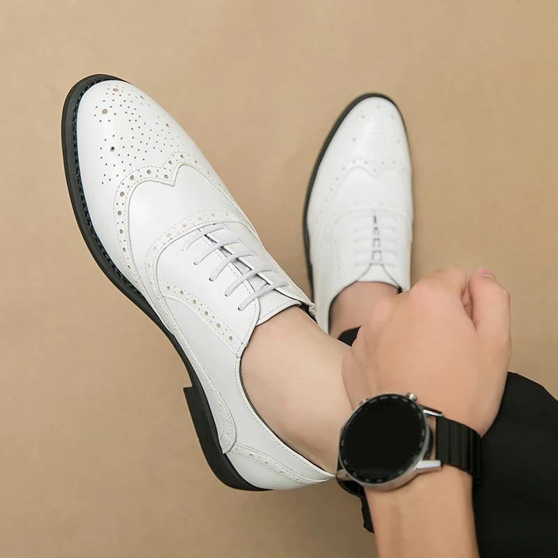 Fashion 2025 British Style Men Prom Evening Dresses Shoes New Casual Leather Lace-Up Oxfords Shoes Fashion Antiskid Flat Designer Shoes