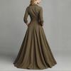 Women's Ins Style Solid Buttoned Shirt Collar Long Sleeve Maxi Dress