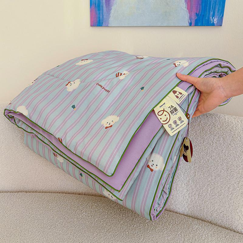 Cartoon Printed Wrinkled Yarn Summer Quilts Cozy Single and Double Air-Conditioned Quilt Cooling Breathable Home Soft Bedspread