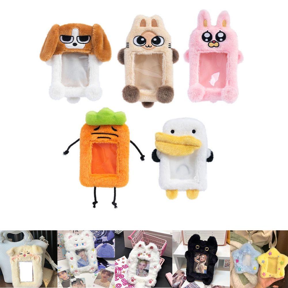 Cartoon Plush Photocard Case Cute Star Shape Photo Card Holder Fashion Bag Keychain  Women