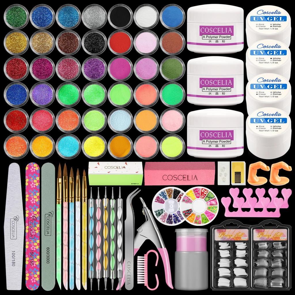 COSCELIA Набор для ногтей УФ-гель Акриловая пудра Украшение ногтей ...