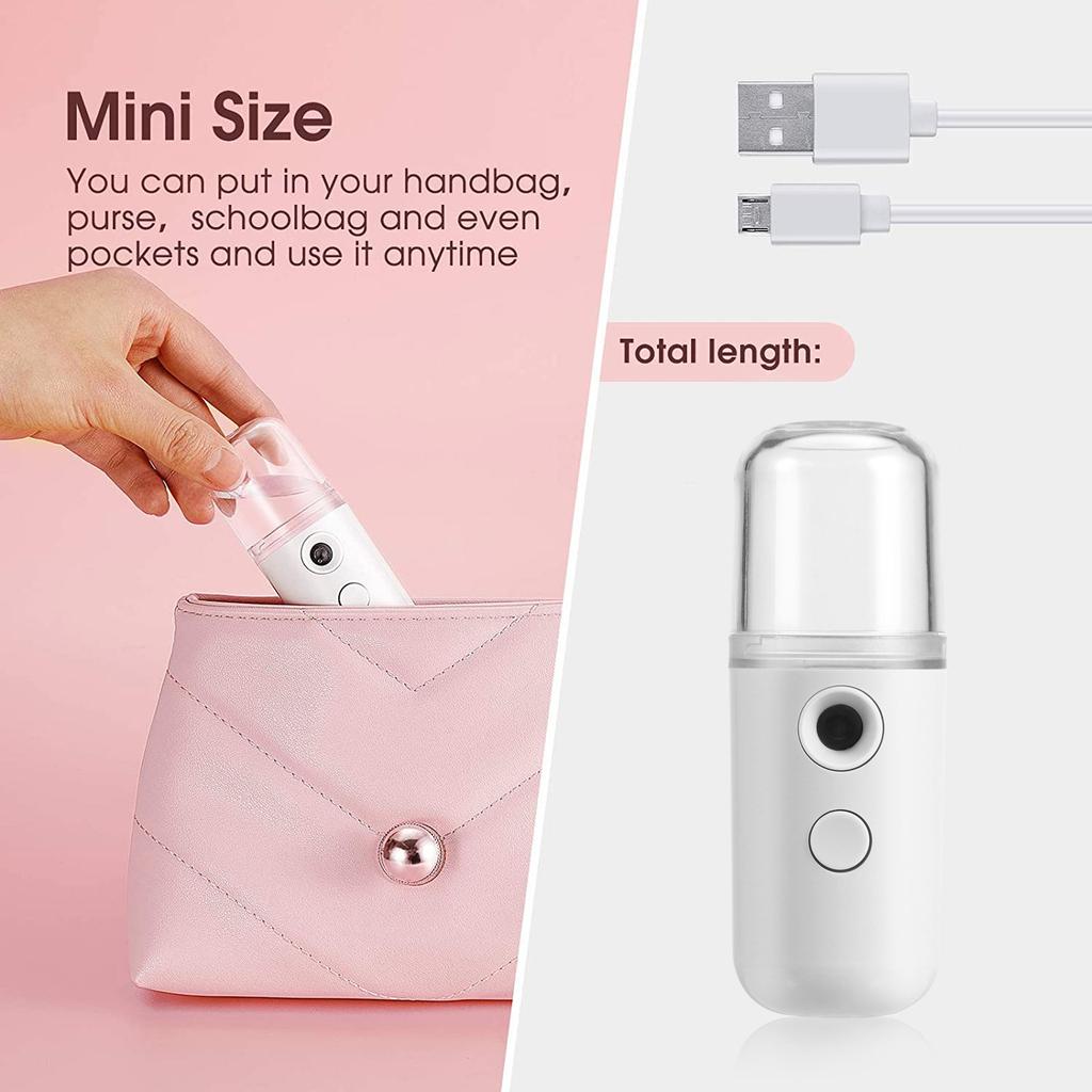 2Pcs USB Charging Facial Mister Portable Nano Mist Spray Humidifier Beauty Spray for Salon Spa Yoga