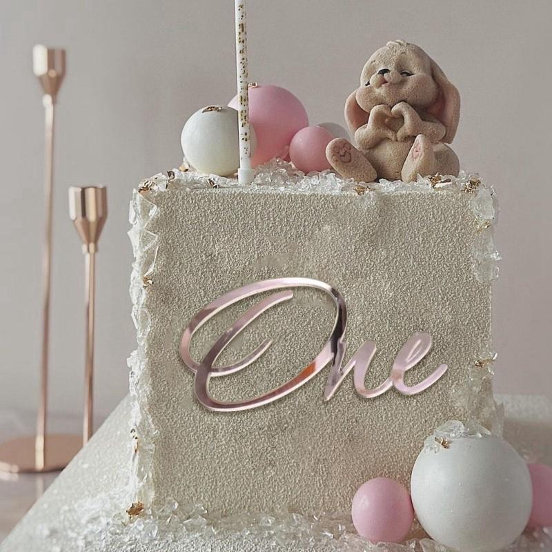 6 Types One Letter Design Birthday Cake Topper Acrylic Gold One Cupcake Topper for 1st Birthday Anniversary Wedding Party Decor