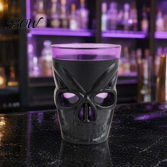 Halloween Skull Candle Cup Glowing Goblet, LED Light Up Holder for Party, Spooky Decor Bar Table, Haunted House Prop Party