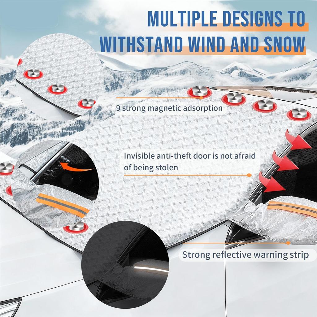 Car Windshield Cover For Ice And Snow Magnetic 3 Layers Windproof Auto Accessories Car Snow Cover For Escape Cold Ice Frost Rain