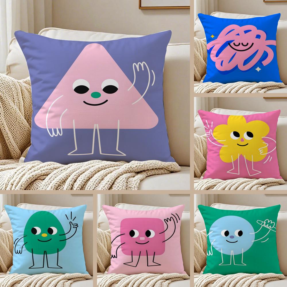 A Happy Facial Expression Image Cushion Cover Pillowcase Antidustmite Living Room Sofa Decor Cushion Room