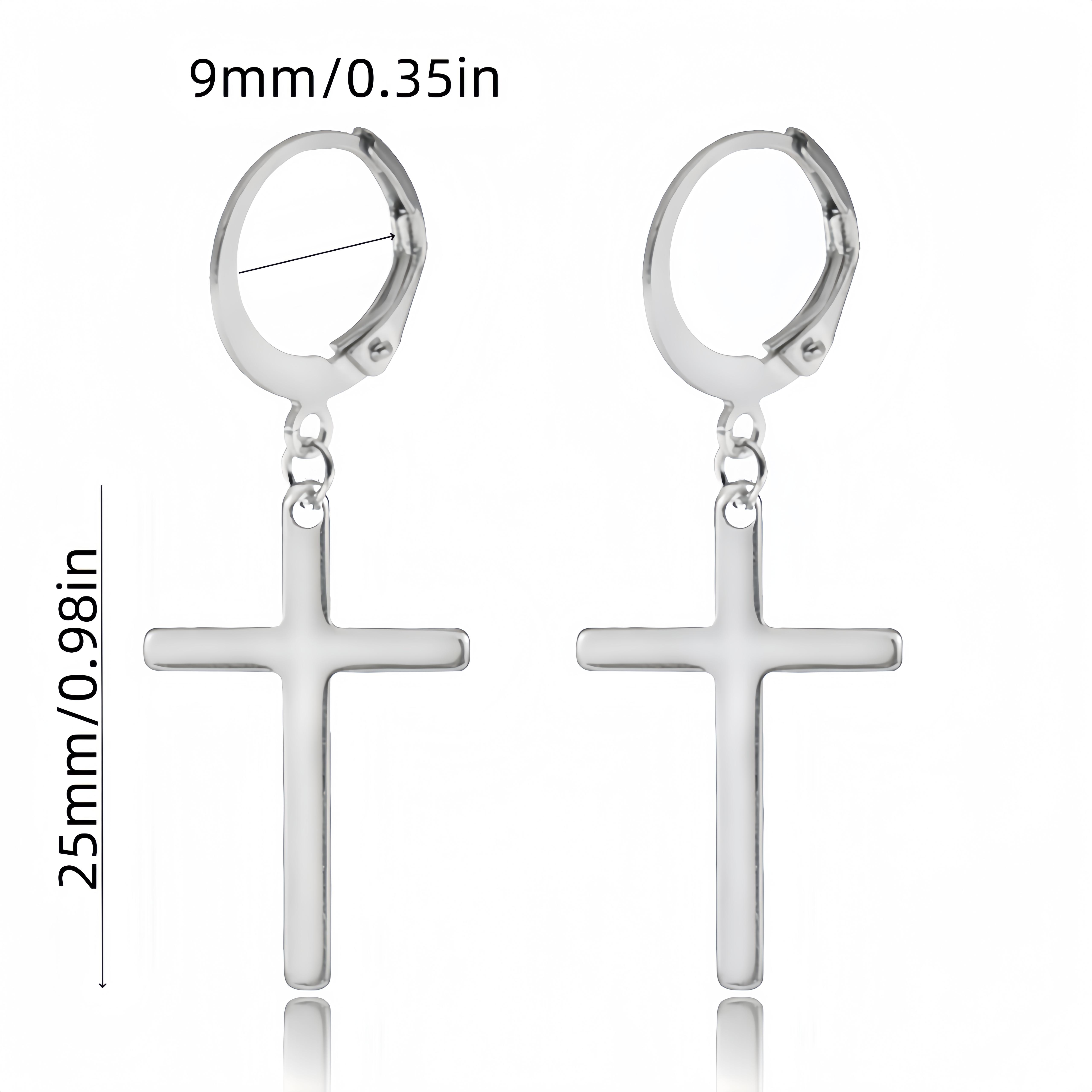 

1Pair Sword Cross Feather Lightning Stainless Steel Round Piercing Hoop Woman Earing for Female Jewelry Accessories Trend New In
